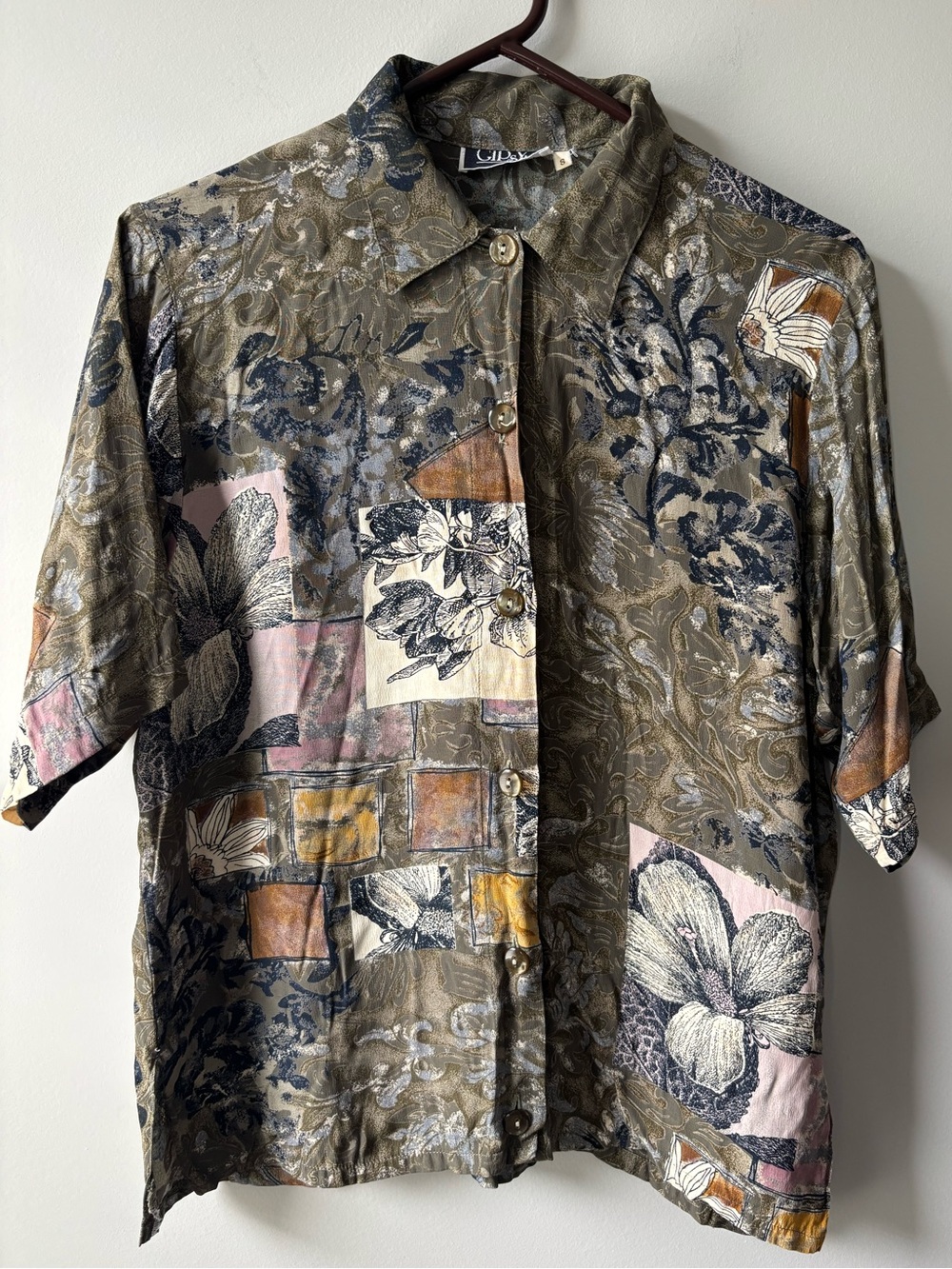 Button-Down Floral Patchwork Shirt